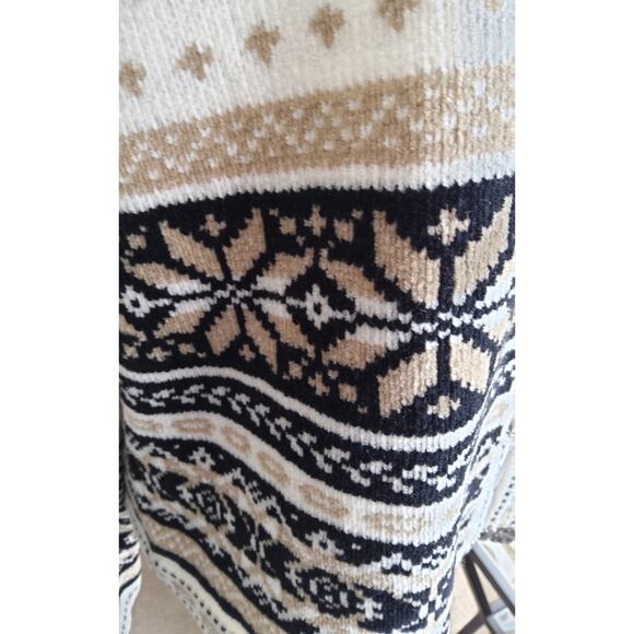 Women's Fair Isle Nordic sweater cardigan w/ornate silver clasps size S/M soft - Picture 4 of 8